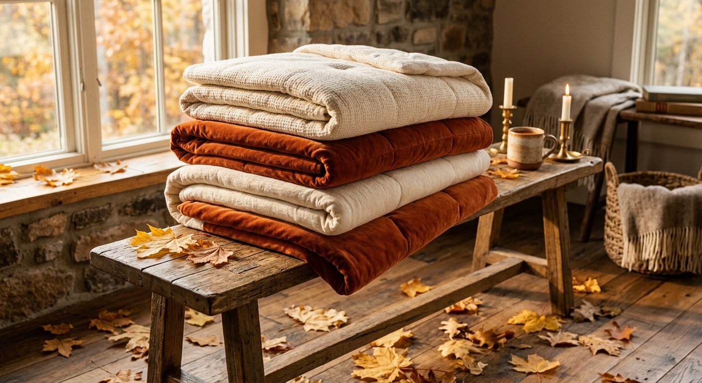 Freshly cleaned fall comforters