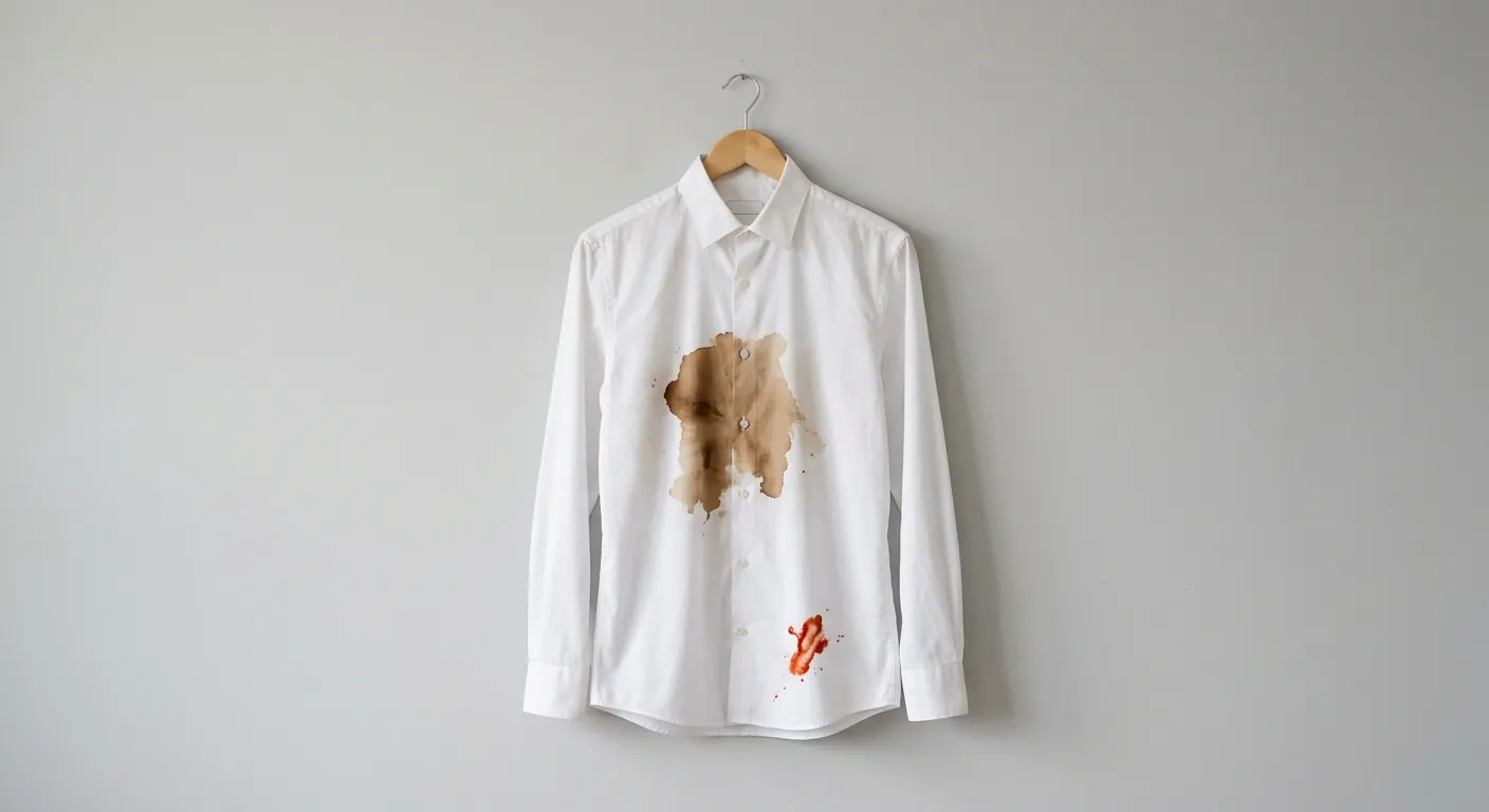 Stained white dress shirt before cleaning